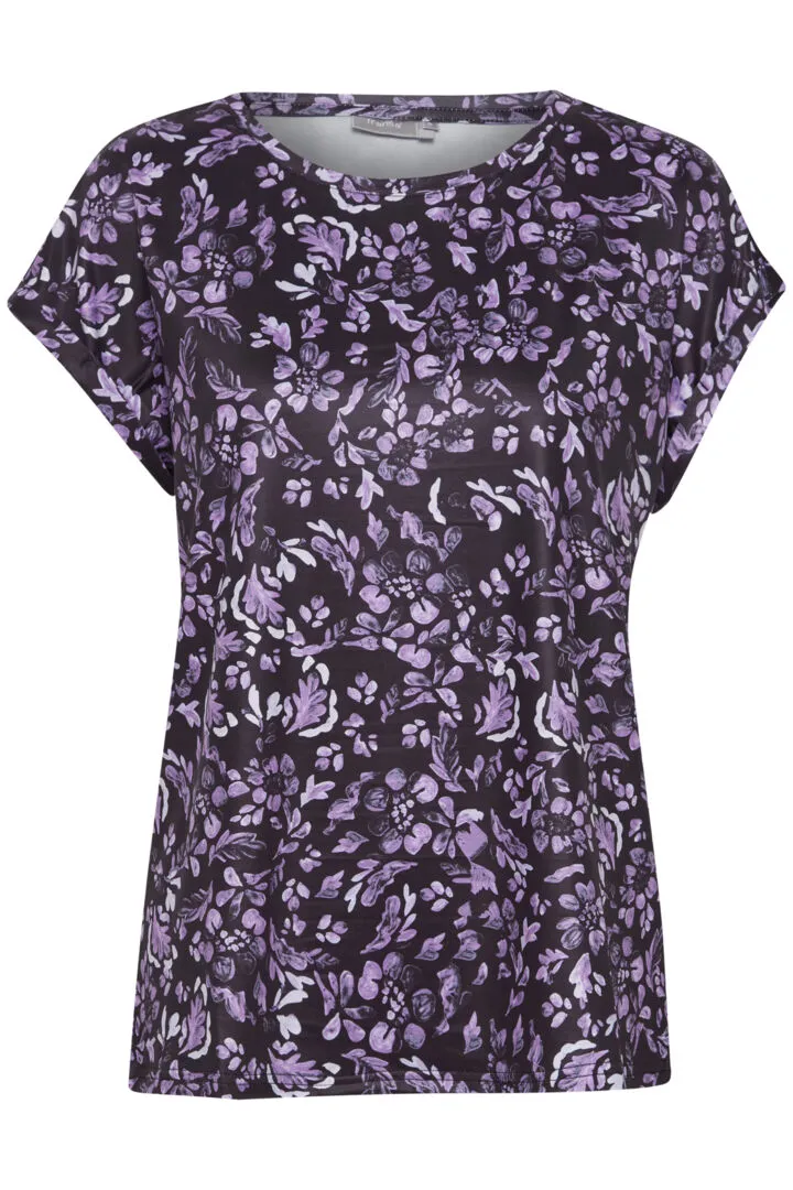 0634-Purple Floral Mix Tee- Fransa