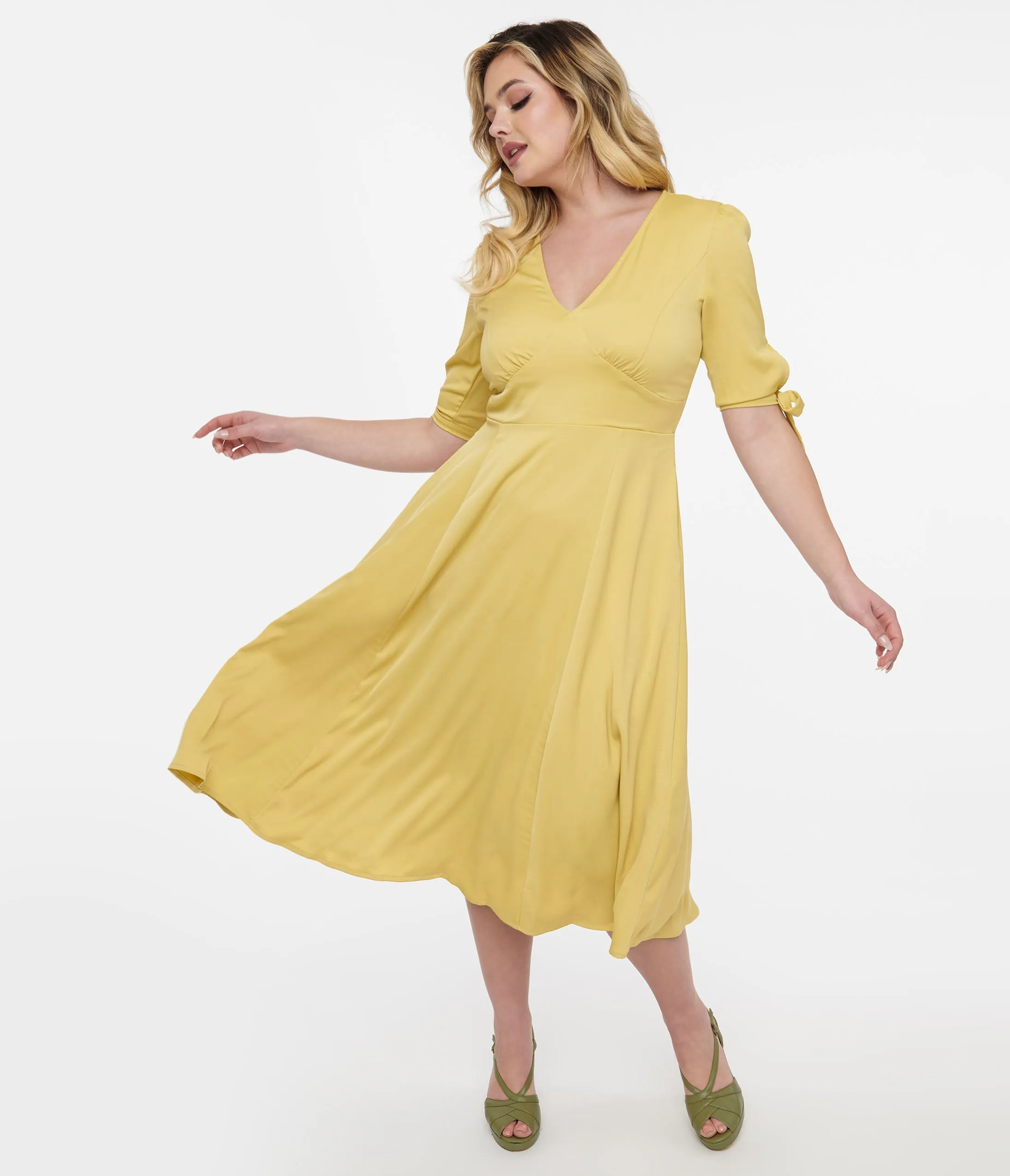 1940s Yellow Bella Swing Dress