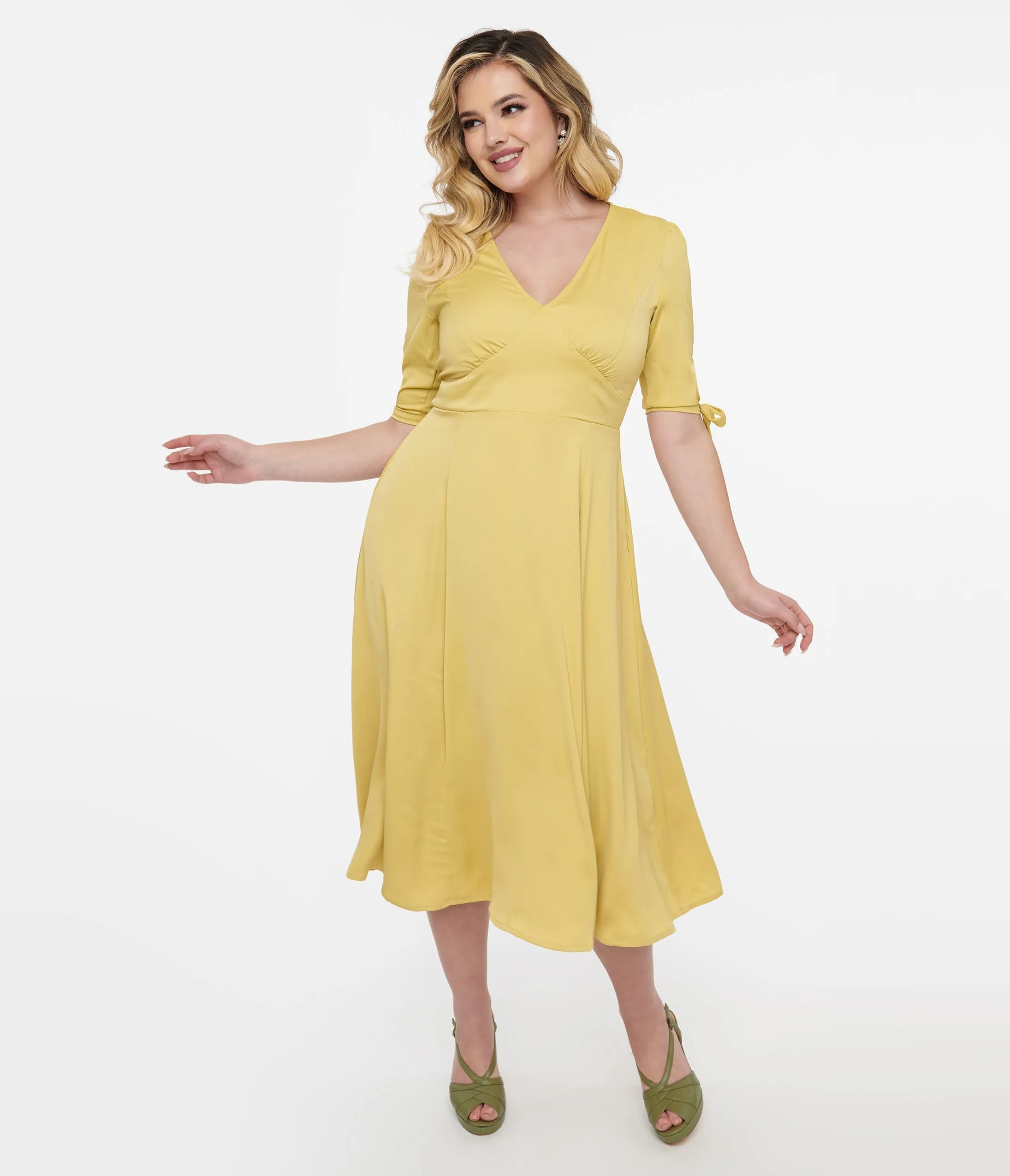 1940s Yellow Bella Swing Dress