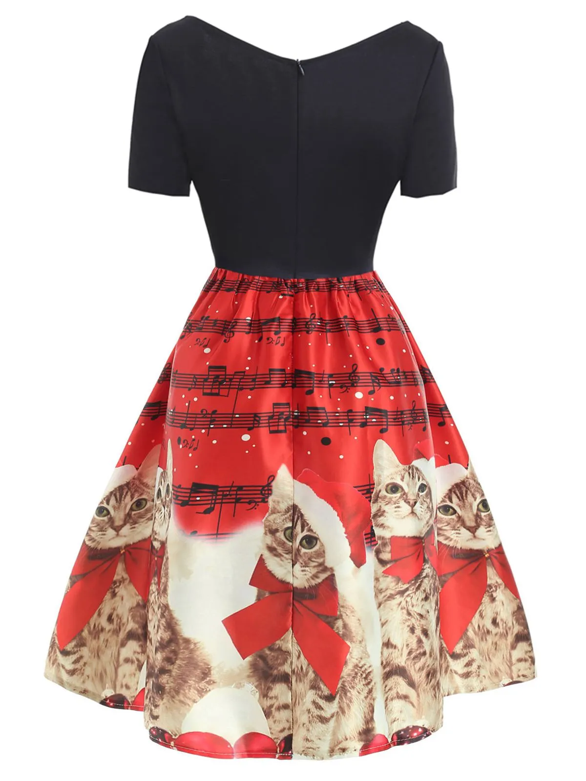 1950s Christmas Kitty Swing Dress