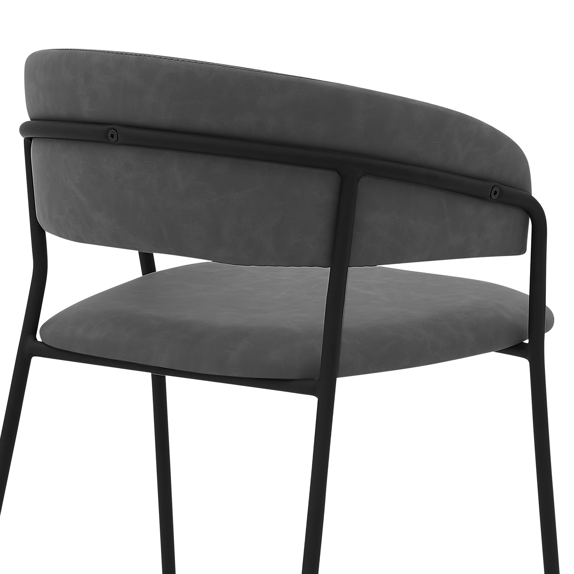 26 Gray And Black Faux Leather And Iron Low Back Counter Height Bar Chair