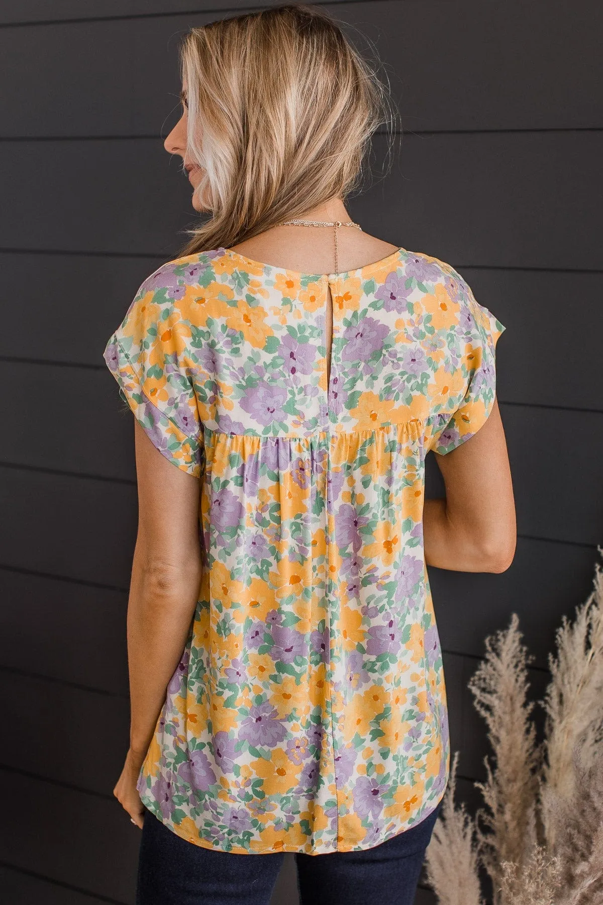 A Good Thing Floral Blouse- Yellow & Purple