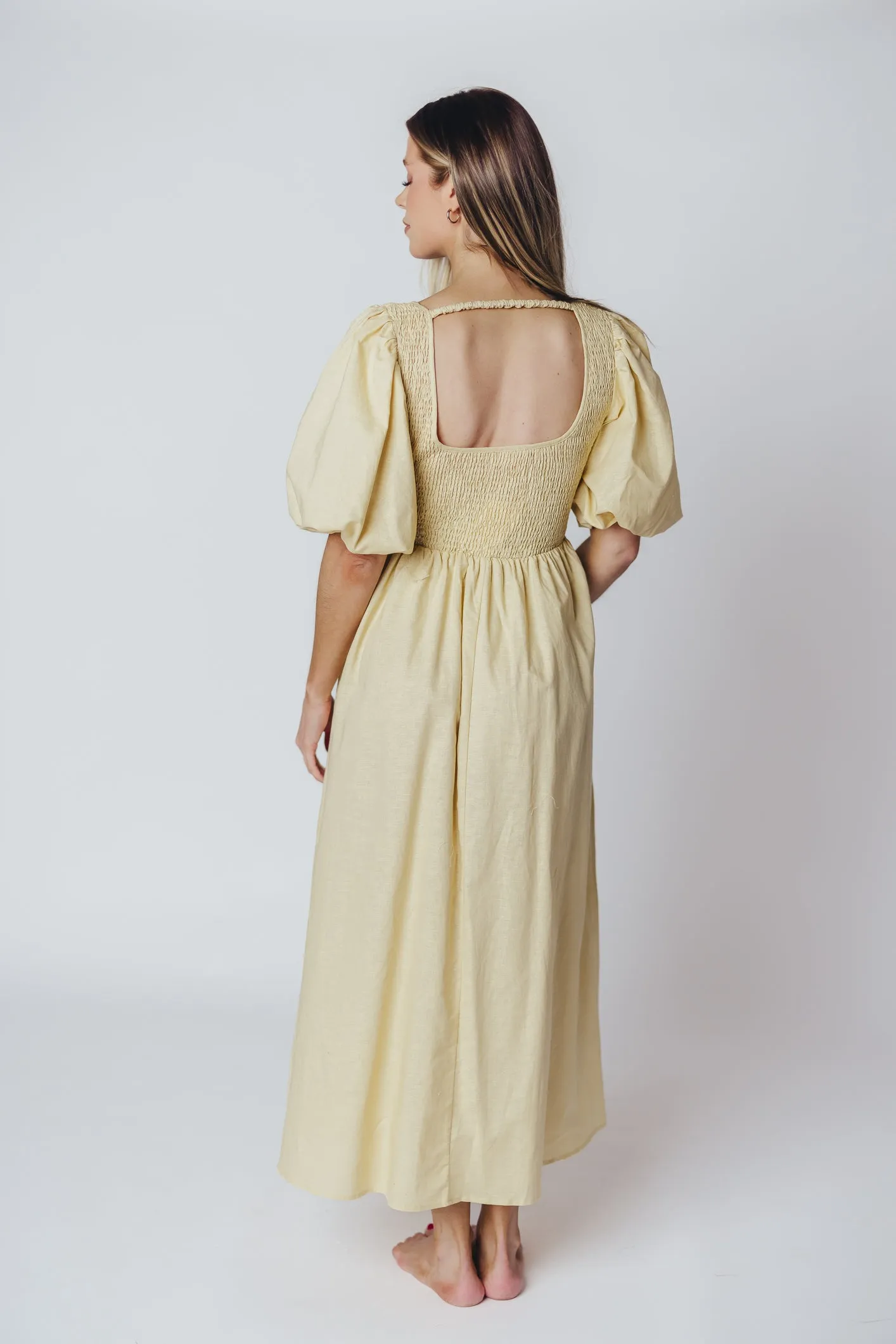 Ana Cotton & Linen Midi Dress in Vanilla (XXS-XXL)