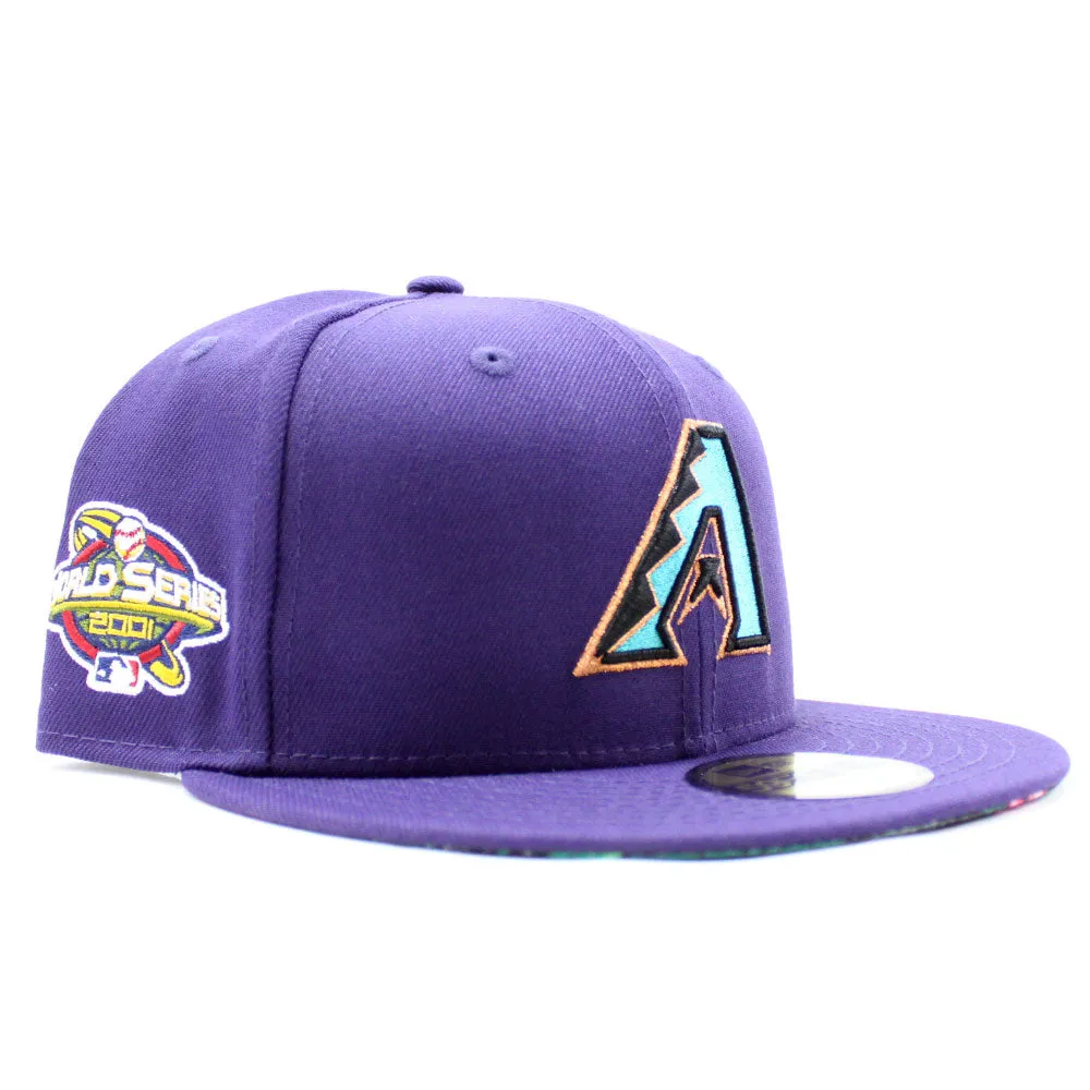 Arizona Diamondbacks 2001 World Series New Era 59Fifty Fitted Hat (Purple Floral Under Brim)