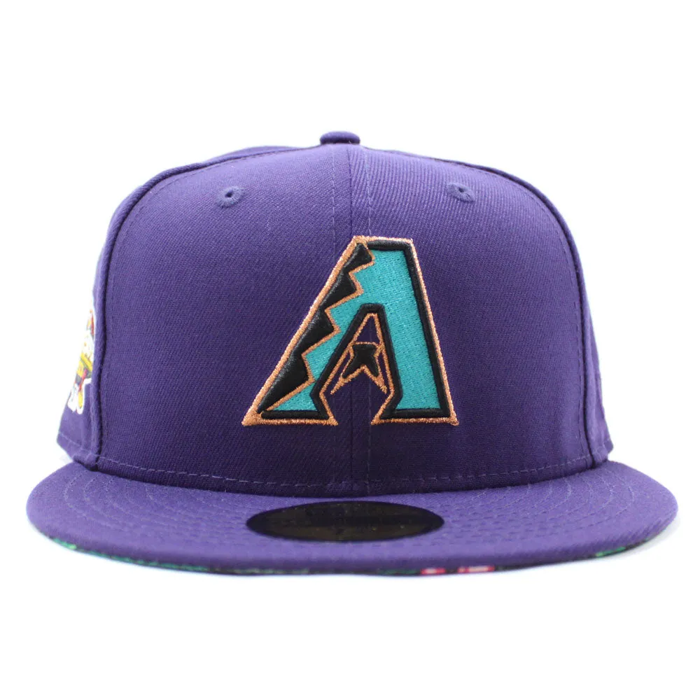 Arizona Diamondbacks 2001 World Series New Era 59Fifty Fitted Hat (Purple Floral Under Brim)