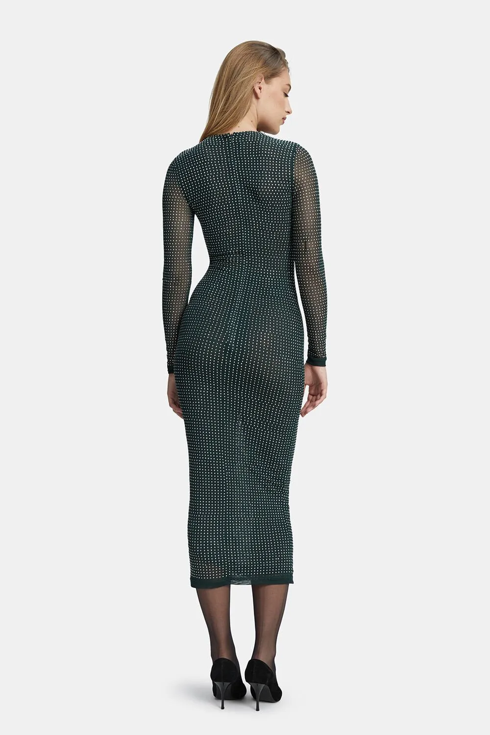 Atlas Diamante Midi Dress - Forest Green