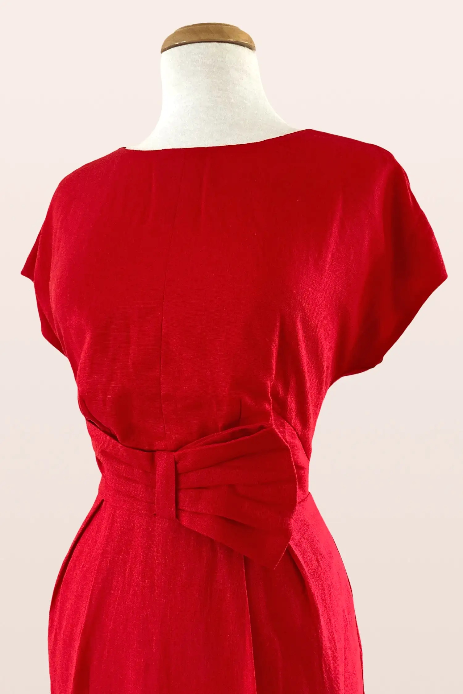 Aurelie Red Linen Dress