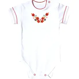 Baby Short Sleeve Onesie- Red Flowers