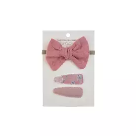 Ballerina Snap Hair Clips & Bow Set in Blush