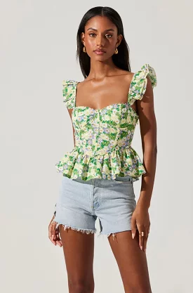 Baylin Top in Purple Green Floral