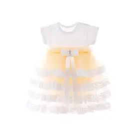 Beige Bella Vina Ruffle Babysuit Dress