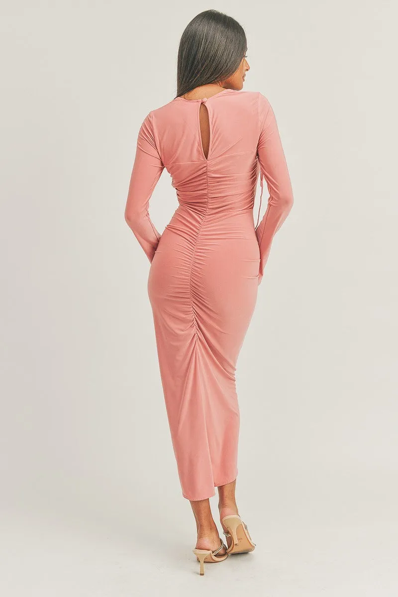 Bella Long Sleeve Verticated Midi Dress