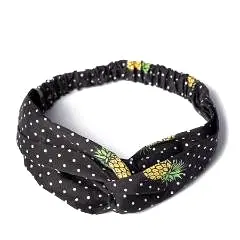 Black And White Polka Dot Pineapple Print Vintage Headscarf