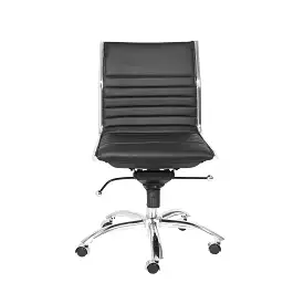 Black Faux Leather Seat Swivel Adjustable Task Chair Leather Back Steel Frame