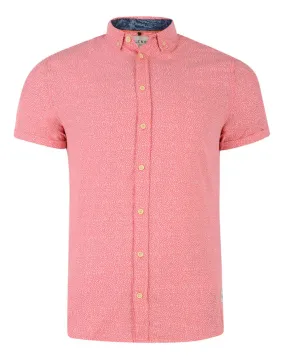 Blend Regular Fit Short Sleeve Pattern Shirt Coral Red