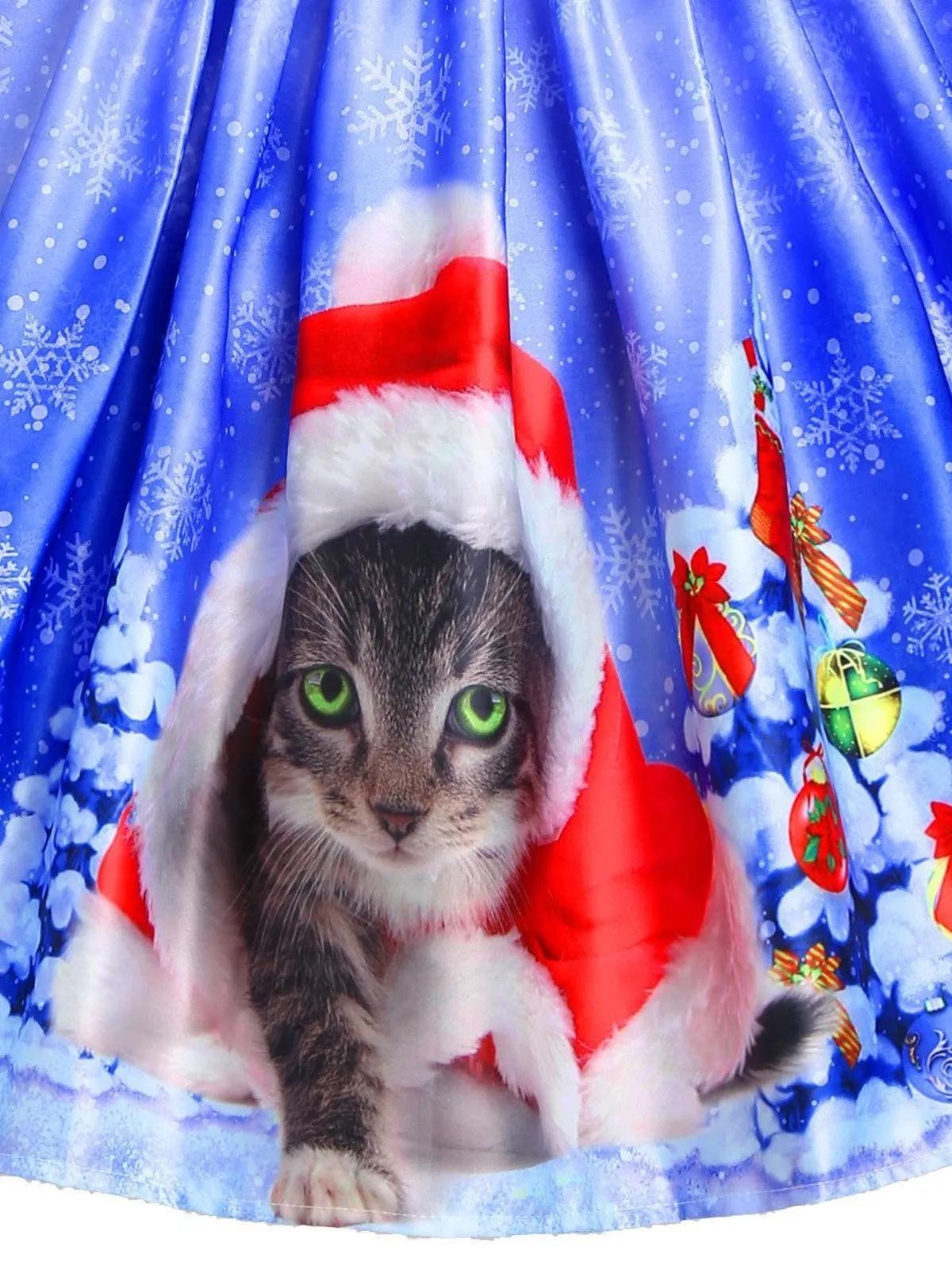 Blue 1950s Christmas Cat Dress