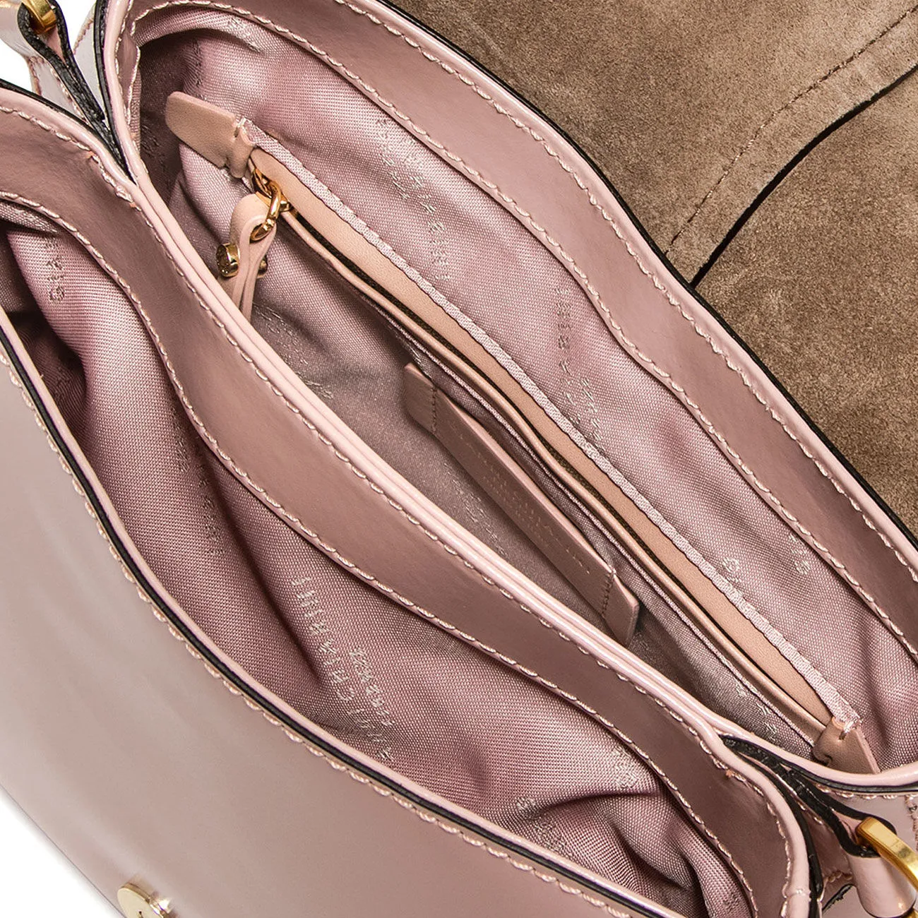 BORSA HELENA ROUND MID IN PELLE LUCIDA Donna Blush