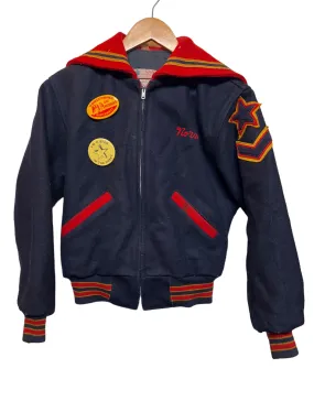 Butwin Mens Red Navy Varsity Jacket (Size M)