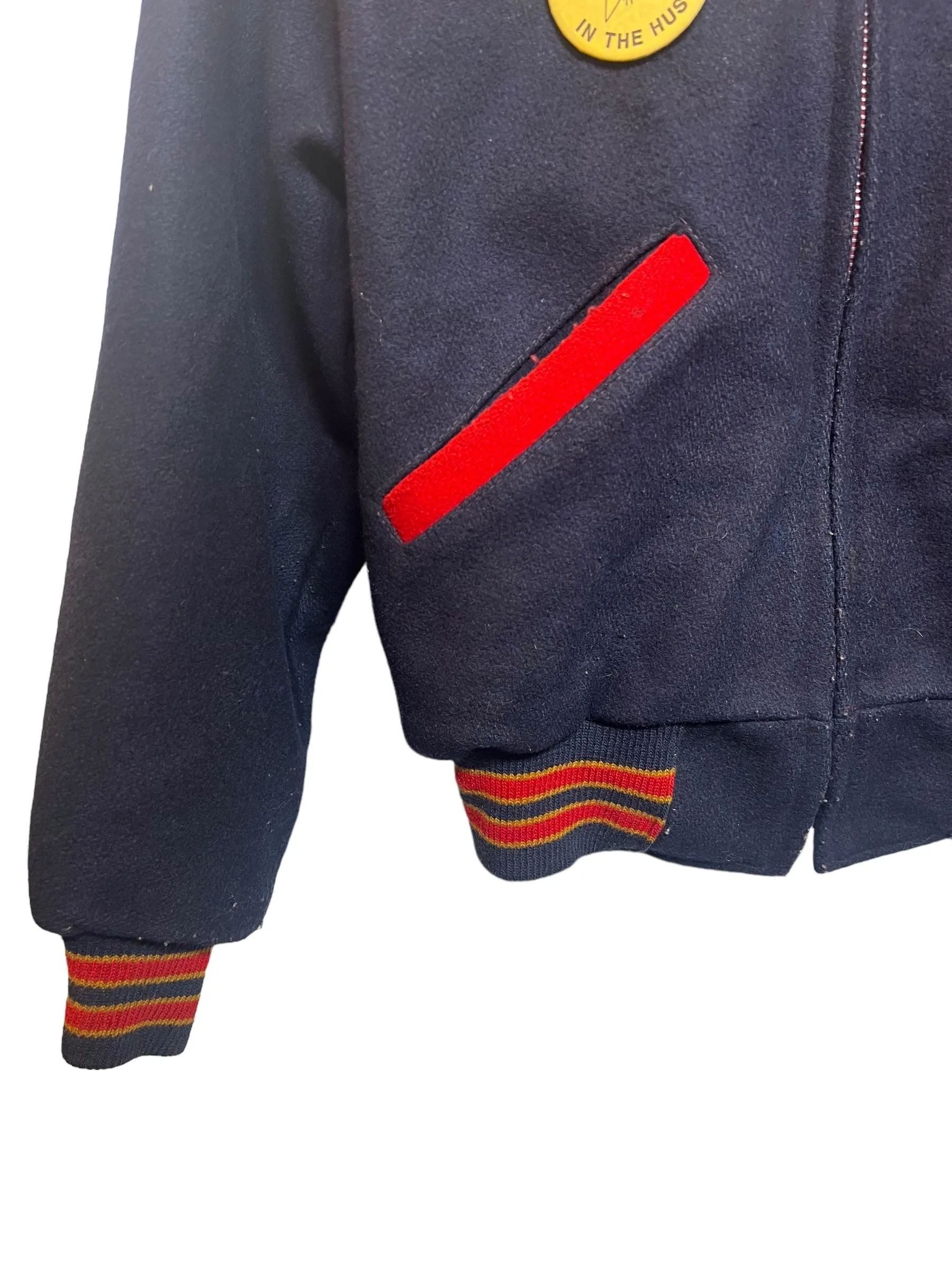 Butwin Mens Red Navy Varsity Jacket (Size M)