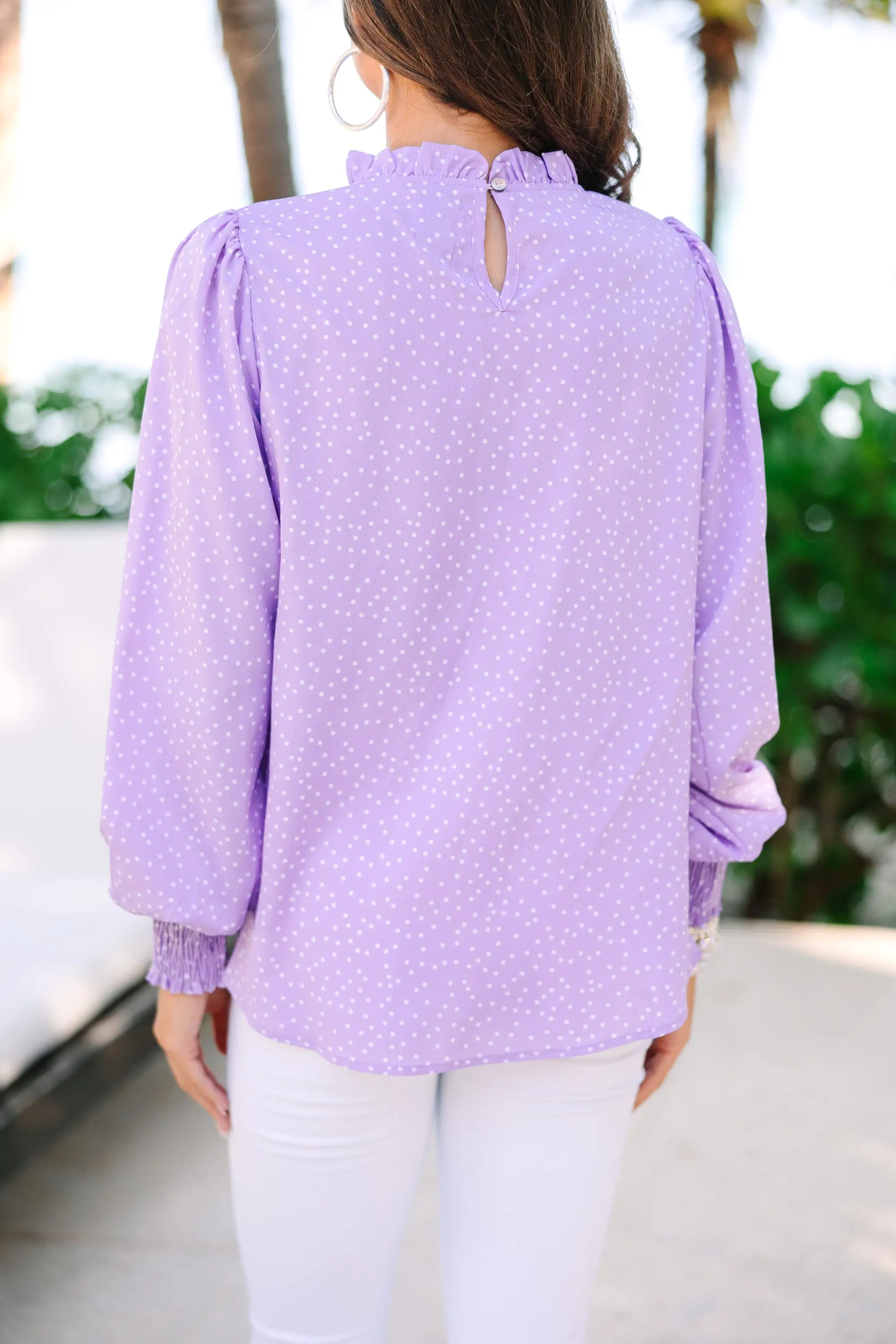 Can't Change Purple Polka Dot Blouse