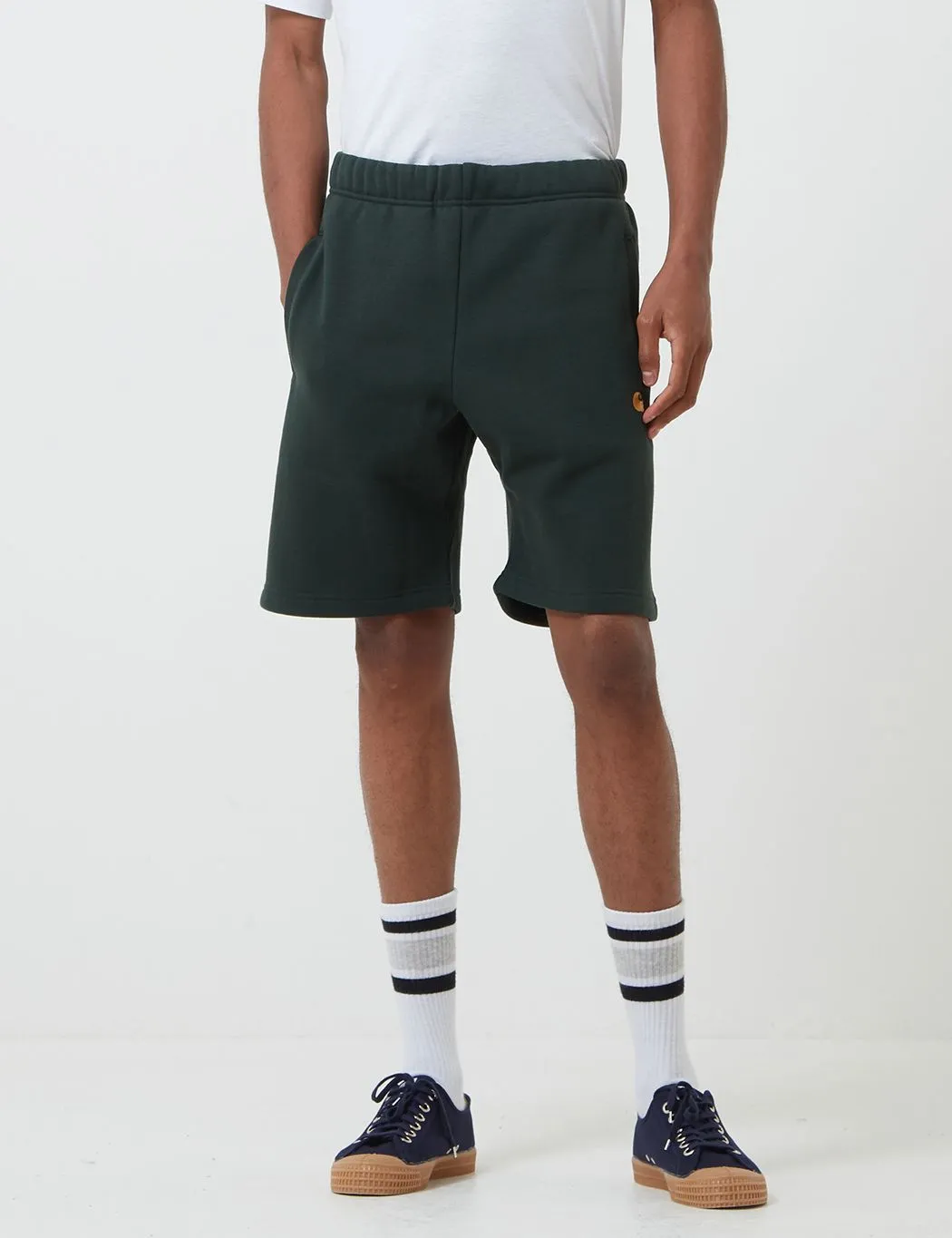 Carhartt-WIP Chase Sweat Shorts - Loden/Gold