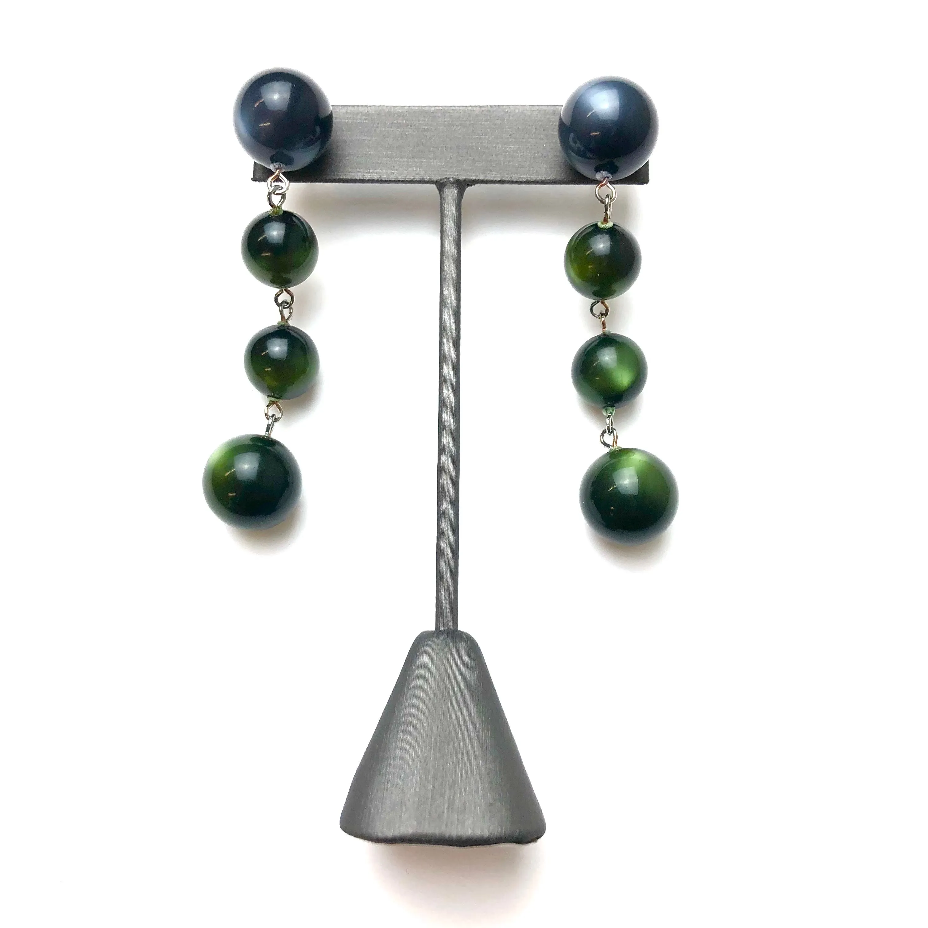 Charcoal & Forest Green Moonglow Quad Drop Earrings