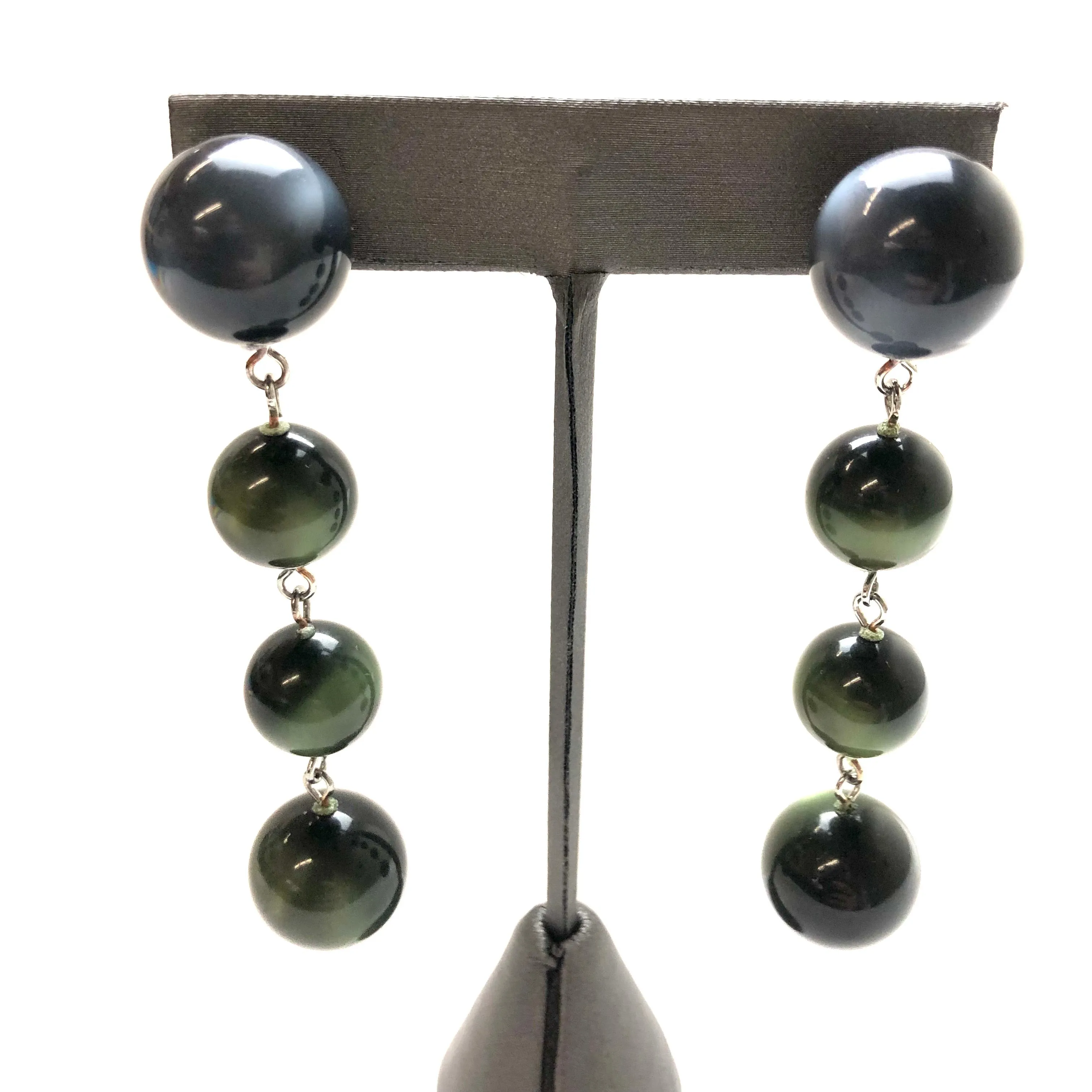 Charcoal & Forest Green Moonglow Quad Drop Earrings