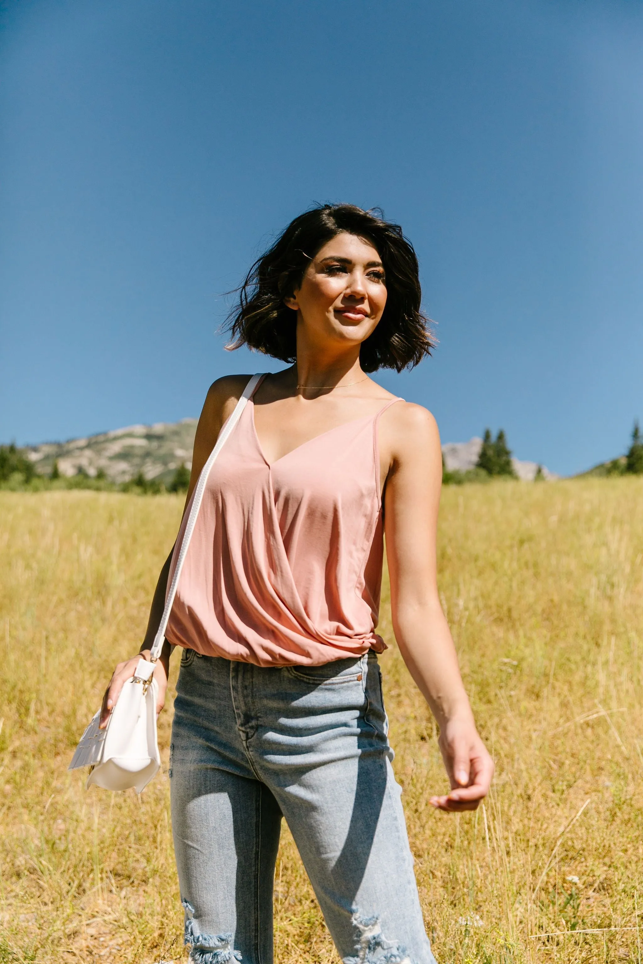 Charlize Surplice Tank In Blush - On Hand