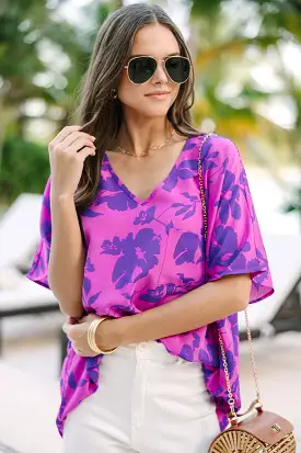 Couldn't Be Better Magenta Purple Floral Top