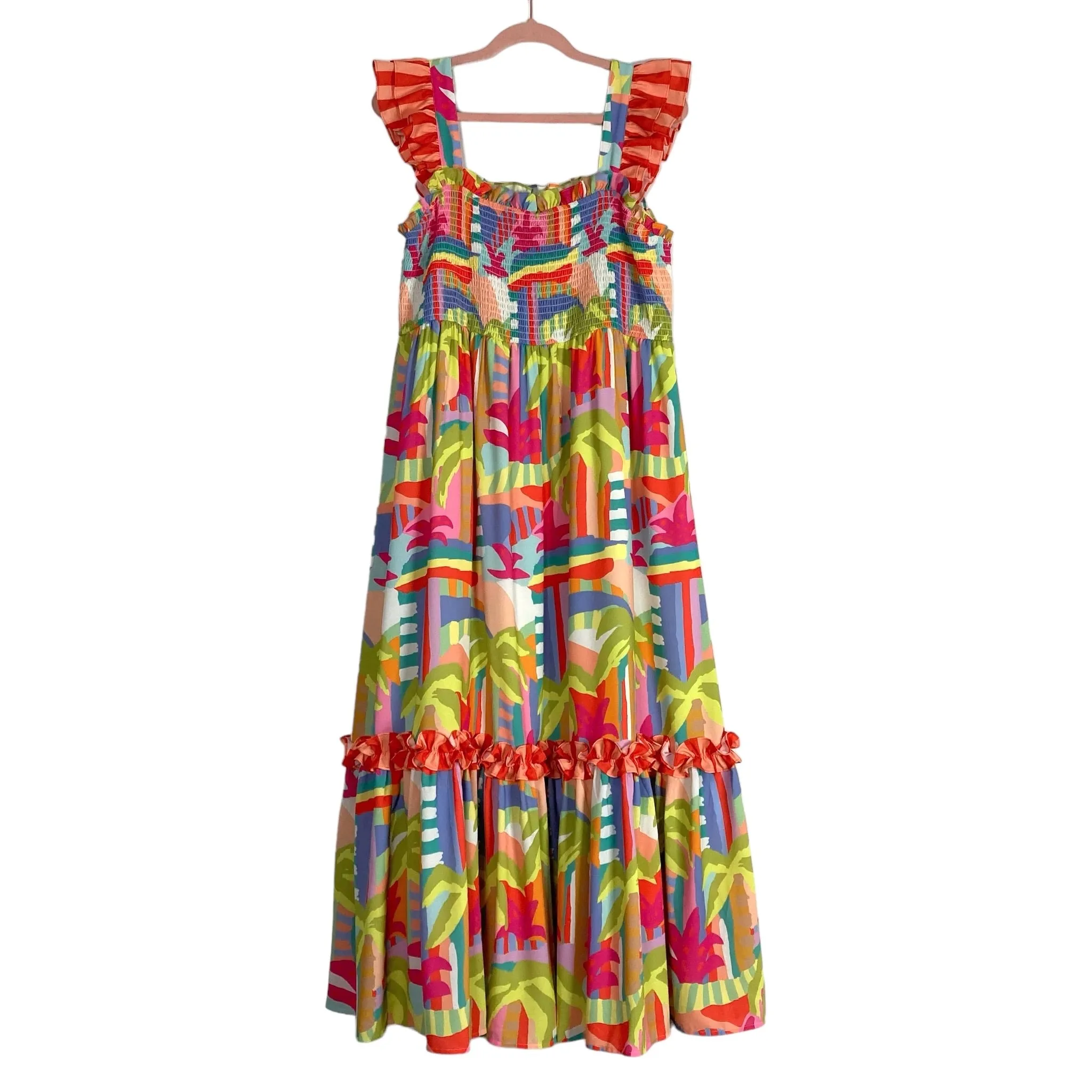 Crosby by Mollie Burch Vibrant Color Printed Smocked Bodice Dress- Size XXL (sold out online)