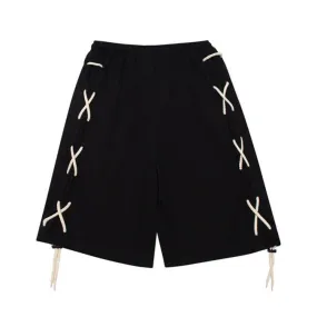 Cross Laced Cotton Sweat Shorts