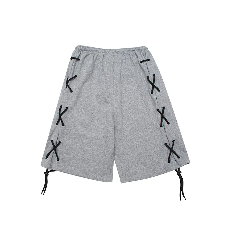 Cross Laced Cotton Sweat Shorts