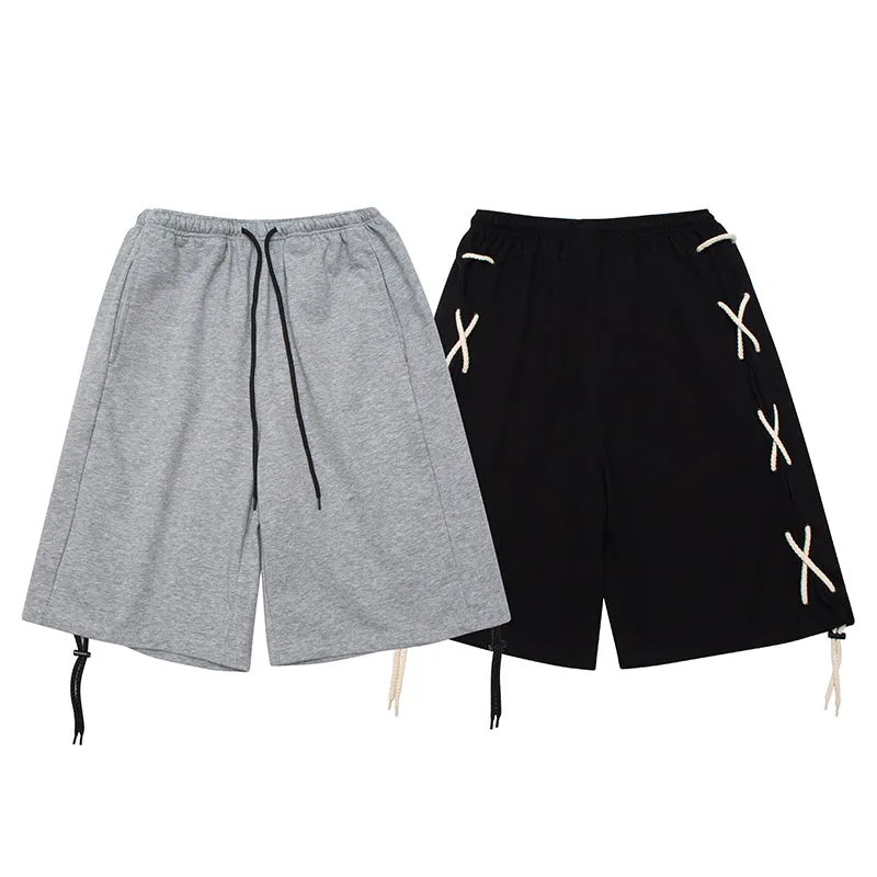 Cross Laced Cotton Sweat Shorts