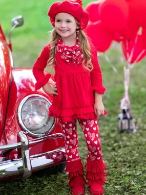 Cutest Valentine Tunic, Scarf And Legging Set