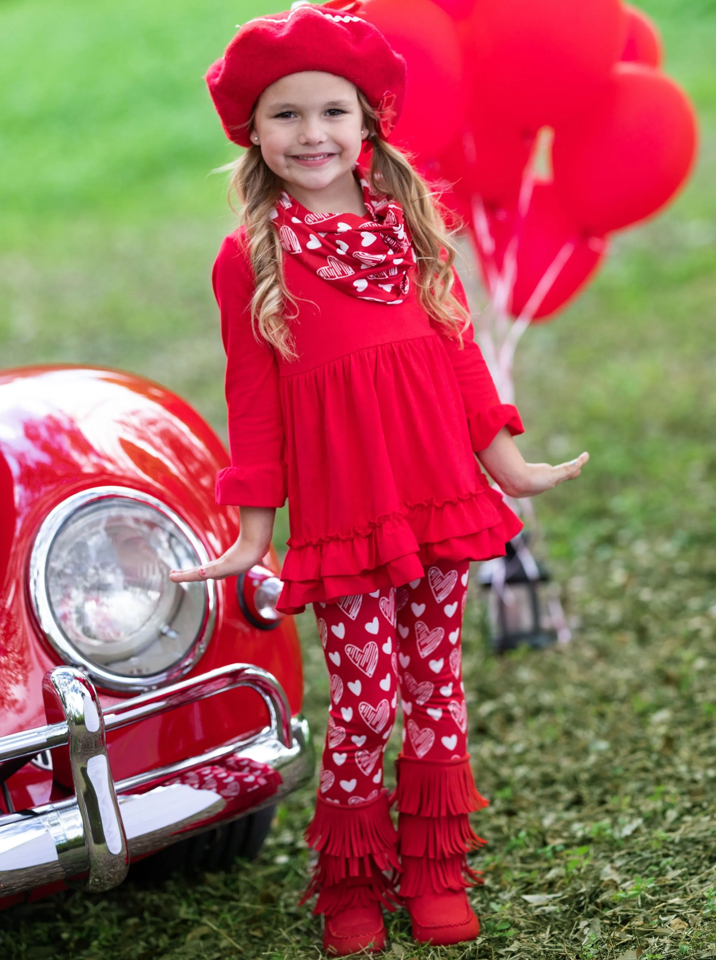 Cutest Valentine Tunic, Scarf And Legging Set