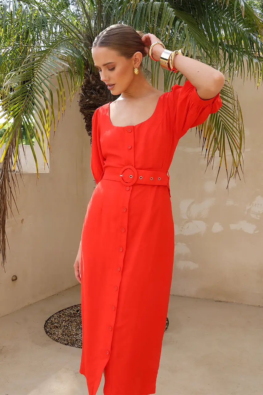 Darci Midi Dress | Red