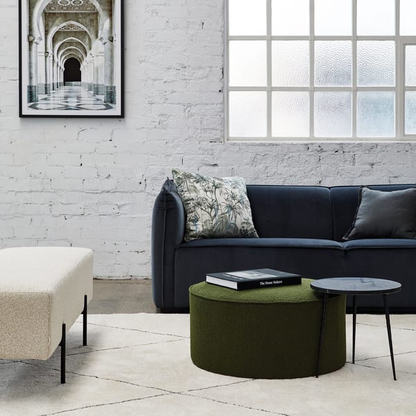 Darcy and Duke Belamy Piped Ottoman Large Forest Green