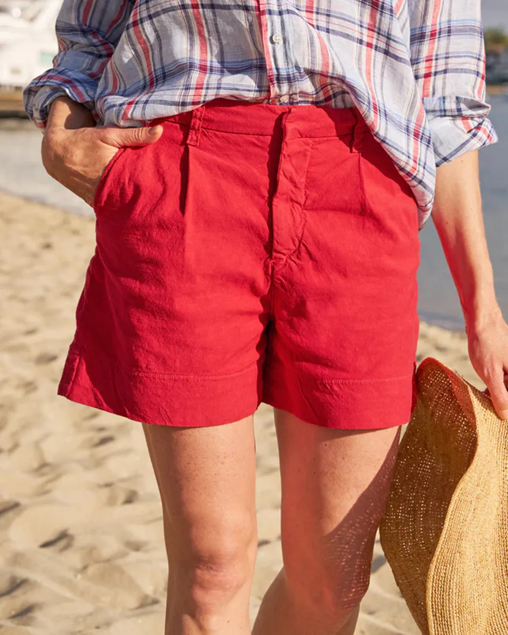 Double Decker Red Linen Waterford Short