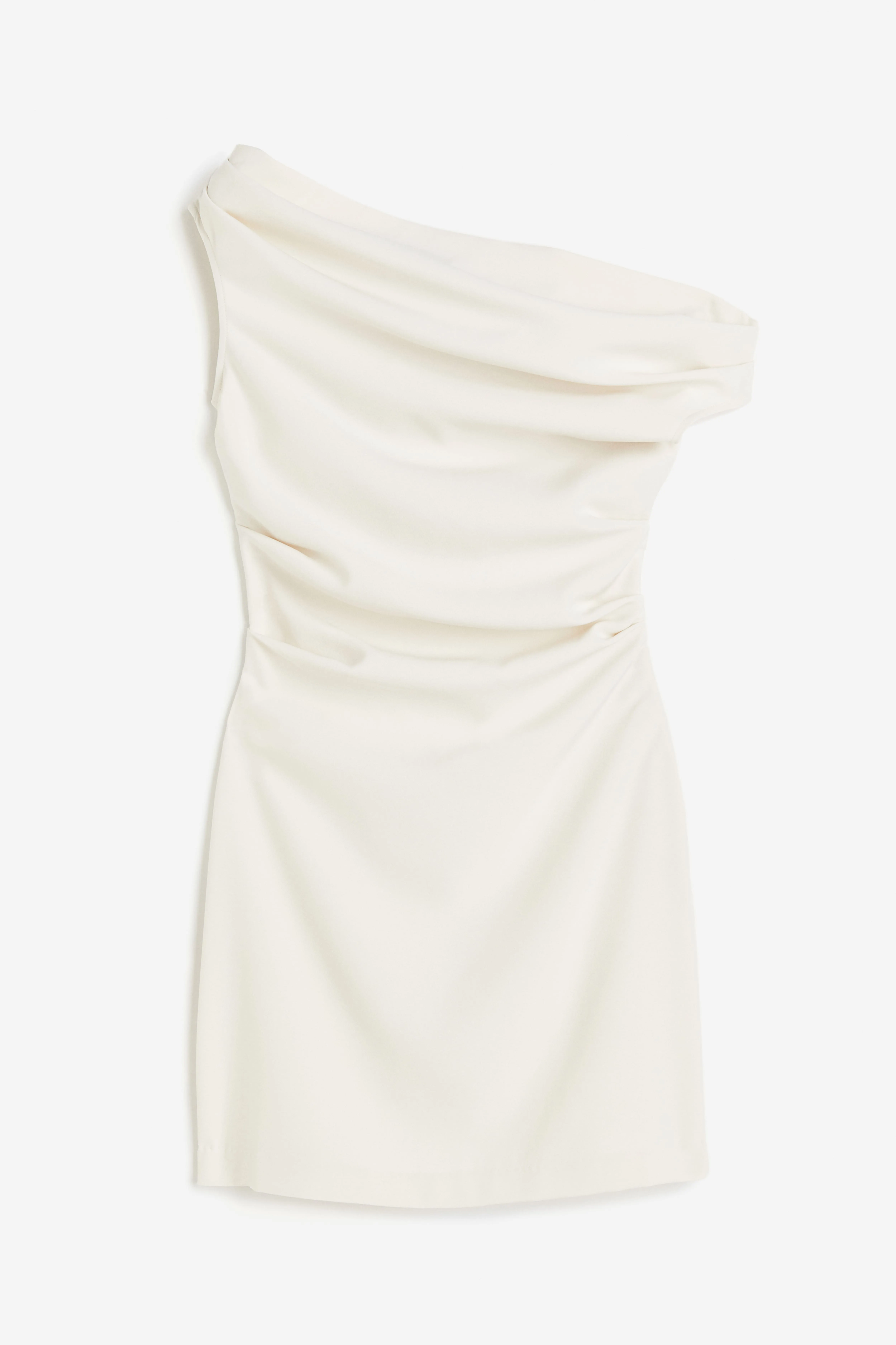 Draped one-shoulder dress - Sleeveless - Short - Cream - Ladies | H&M GB