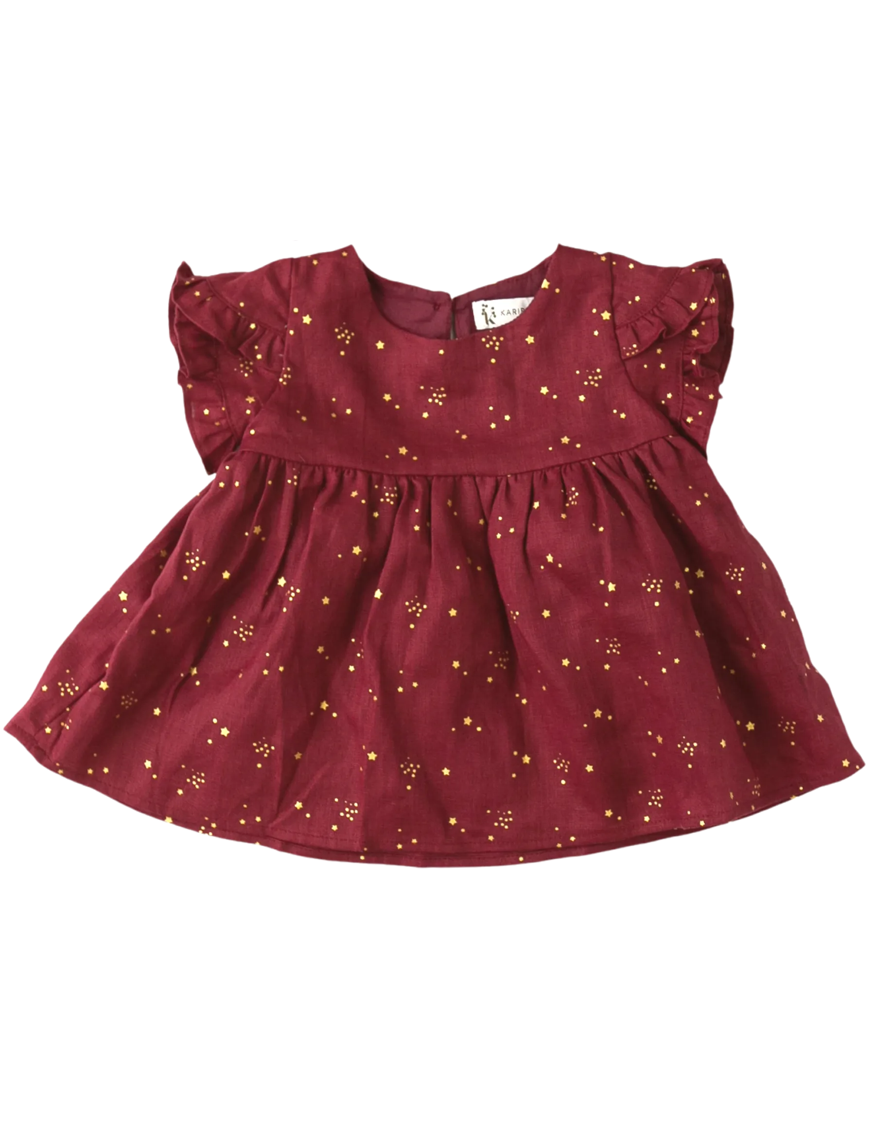 Ella Baby Girl Linen Dress - Golden Stars