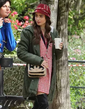 Emily In Paris Lily Collins Green Hooded Jacket | Get 40% OFF