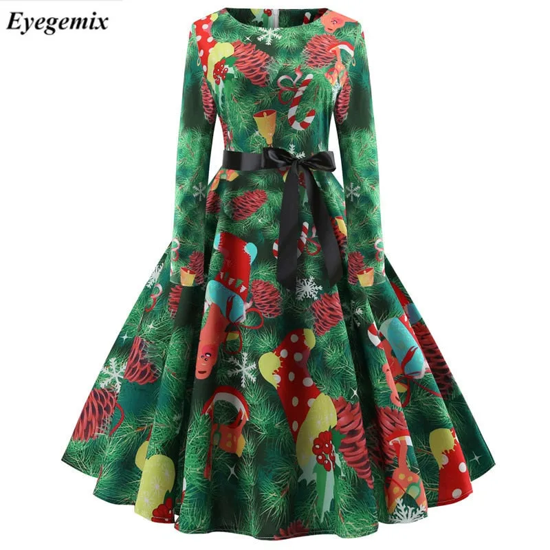 Eyegemix Christmas Florar Vintage Dress