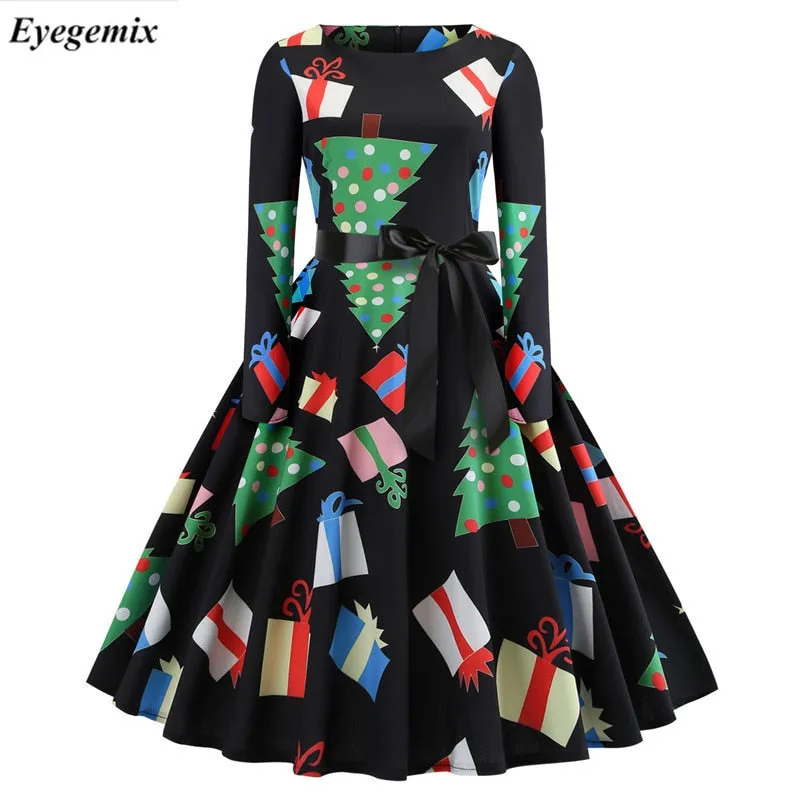 Eyegemix Christmas Florar Vintage Dress