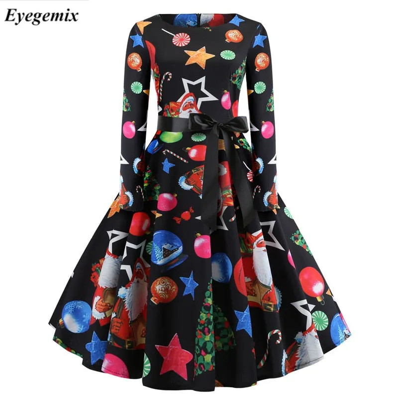 Eyegemix Christmas Florar Vintage Dress