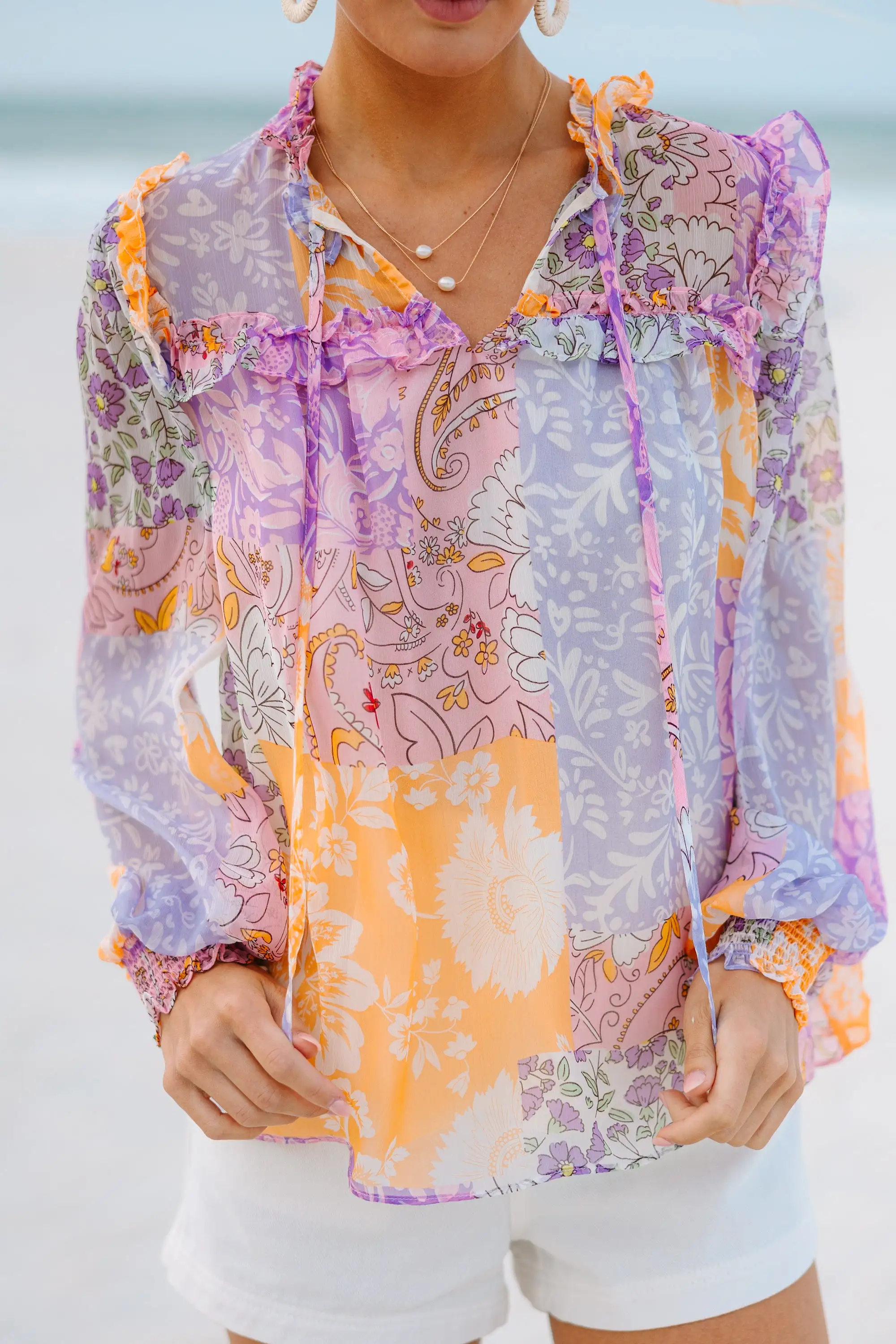 Fate: On Your Side Lavender Purple Floral Blouse