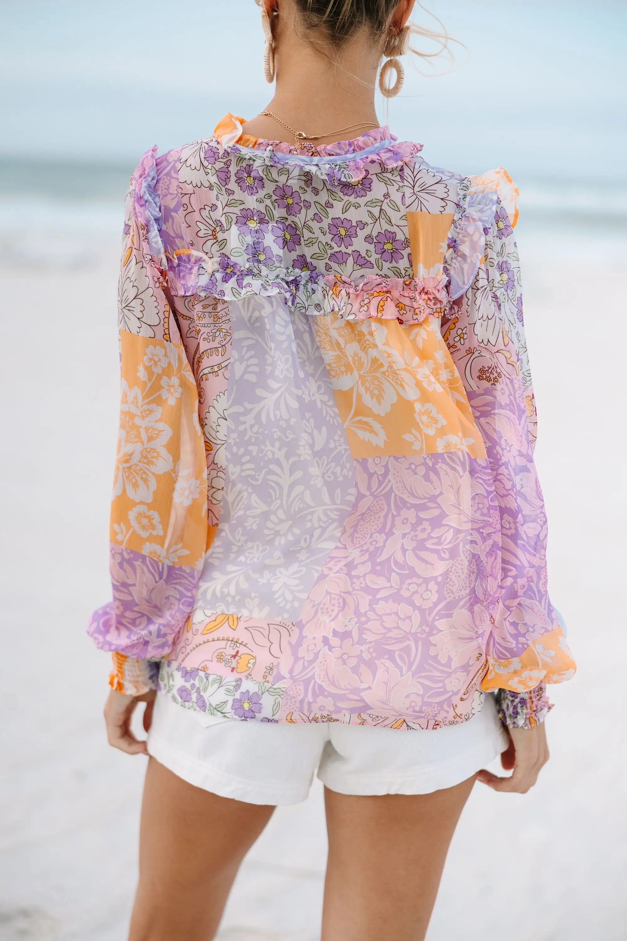 Fate: On Your Side Lavender Purple Floral Blouse