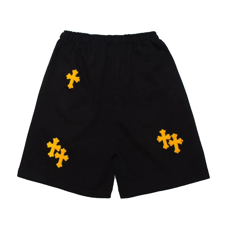 Flex Sweat Shorts with Cross Embroidery Detail