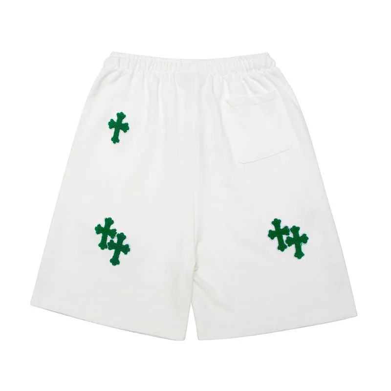 Flex Sweat Shorts with Cross Embroidery Detail