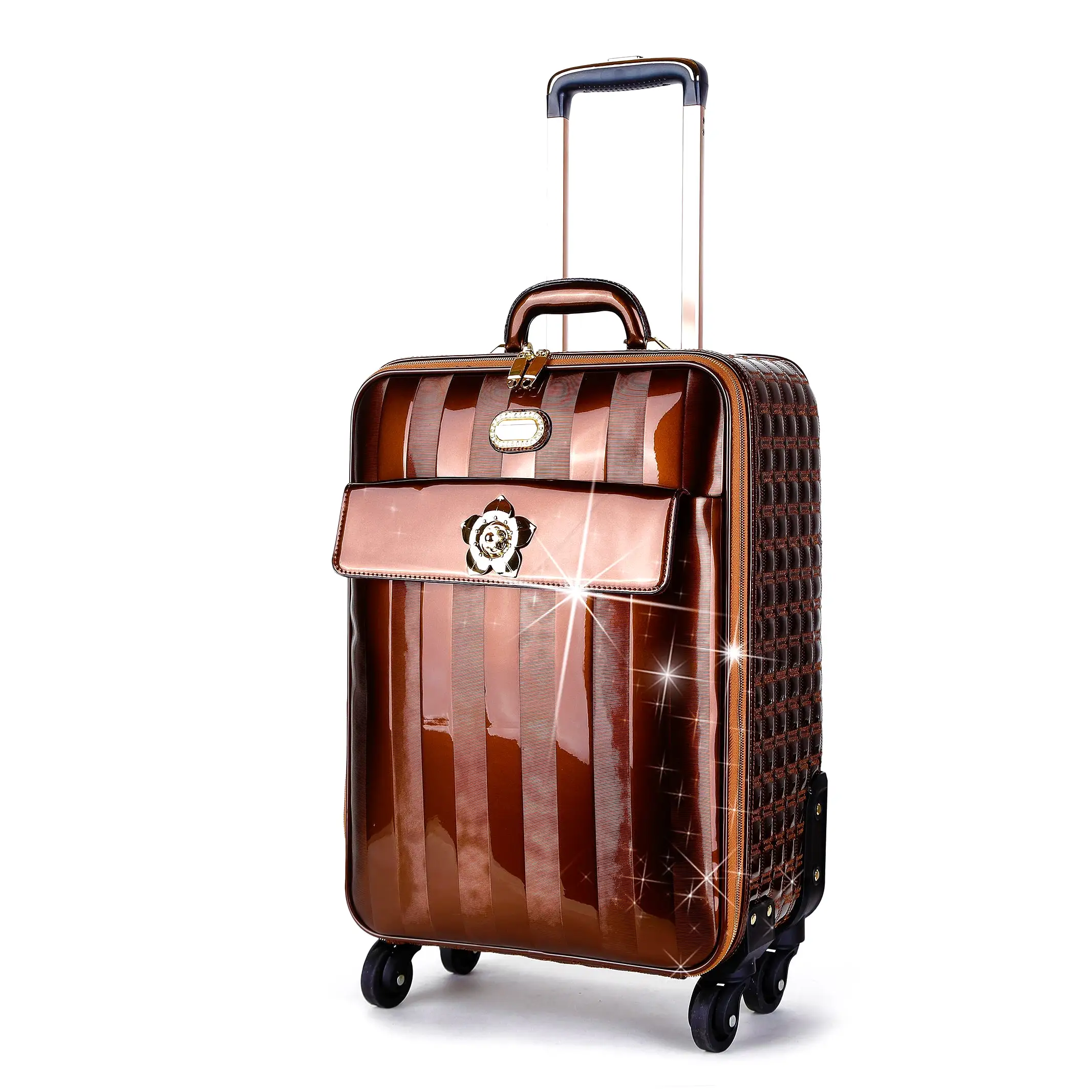 Floral Accent Light Weight Spinner Luggage