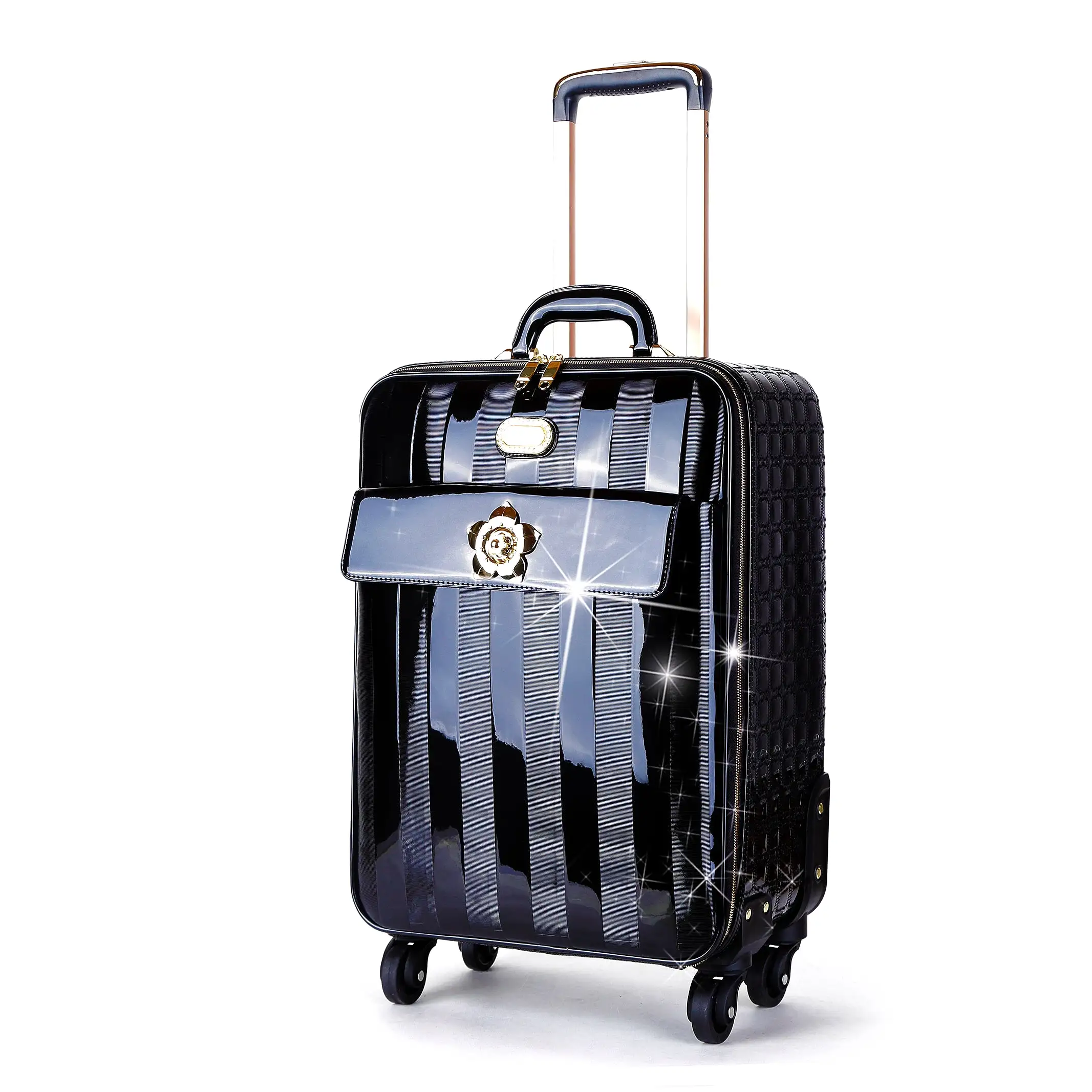 Floral Accent Light Weight Spinner Luggage